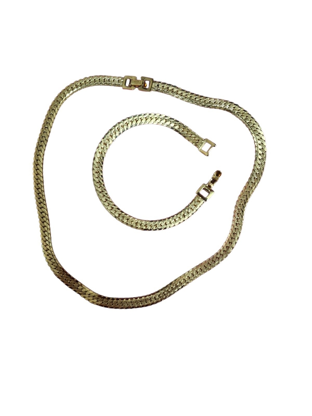 Monet Gold-Tone Herringbone Necklace and Bracelet Set